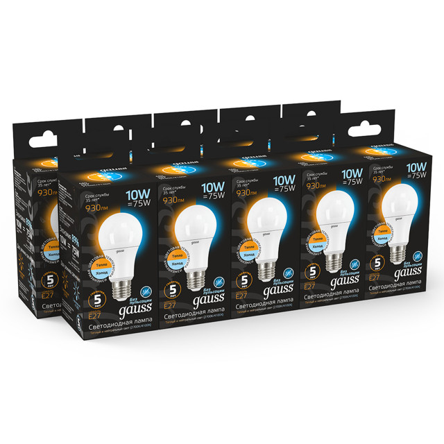 лампа Gauss 10Вт E27 930Лм LED 2700/4100К груша