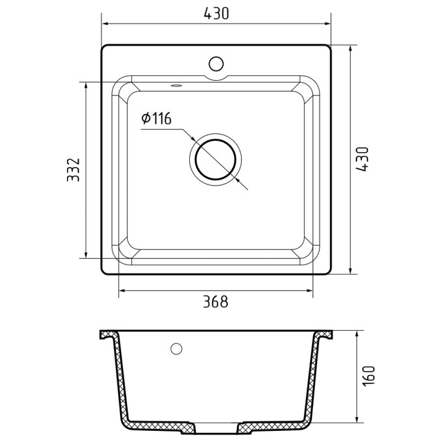 мойка GRANFEST SMART 430 432х432х160мм бежевая