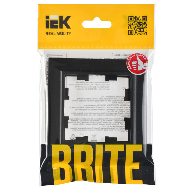 рамка 1 пост IEK BRITE черный рамка 1 пост IEK BRITE черный