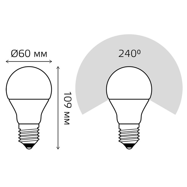 лампа GAUSS 12Вт E27 LED 1150Лм 3000K A60 груша