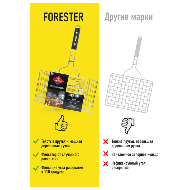 решетка-гриль FORESTER 26х45см