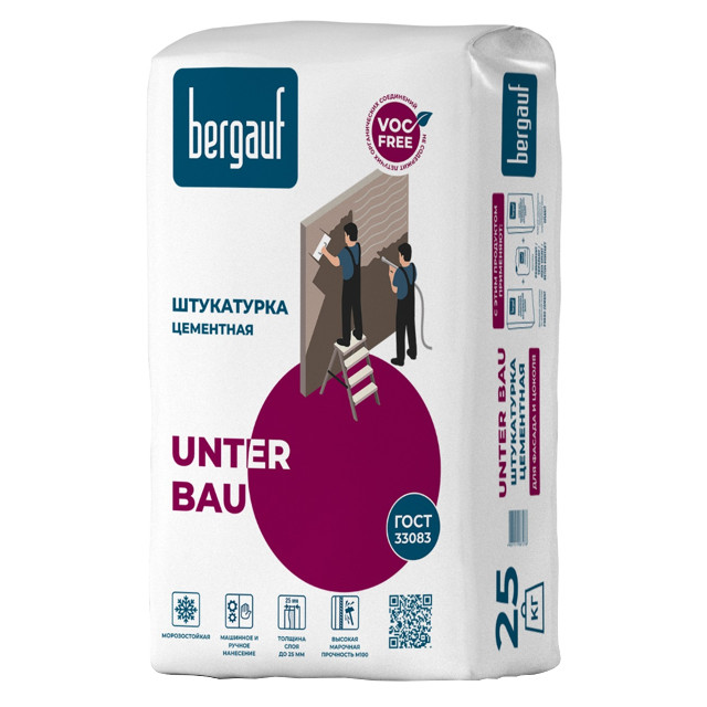 штукатурка цементная для внутр.работ BERGAUF Unter Bau ручн. машинн. 25кг