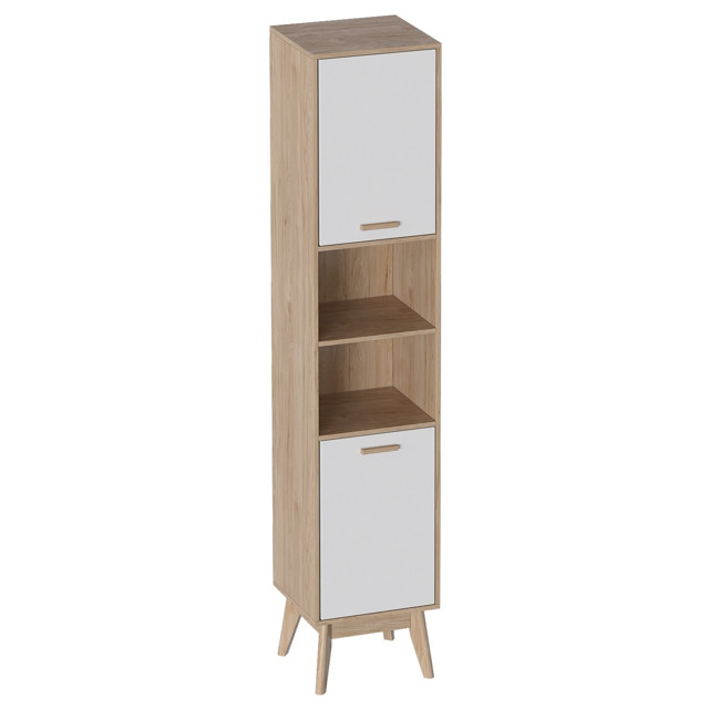стеллаж Калгари 450x450x2200мм дуб натуральный светлый/белый матовый ЛДСП/МДФ