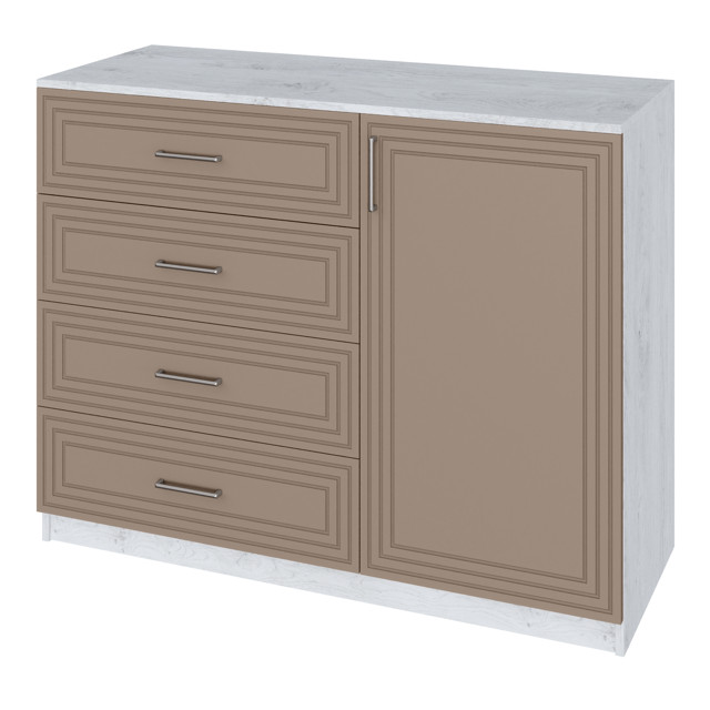комод 1 дверь 4 ящика Trisha Base 934x1200x440мм МДФ/ЛДСП дуб харбор/латте фактур