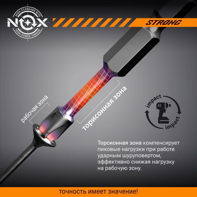 бита NOX PZ2 50мм torsion 2шт