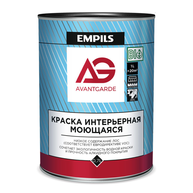 краска AVANTGARDE интерьерная моющаяся матовая белая  база А 0,7л, арт.78792