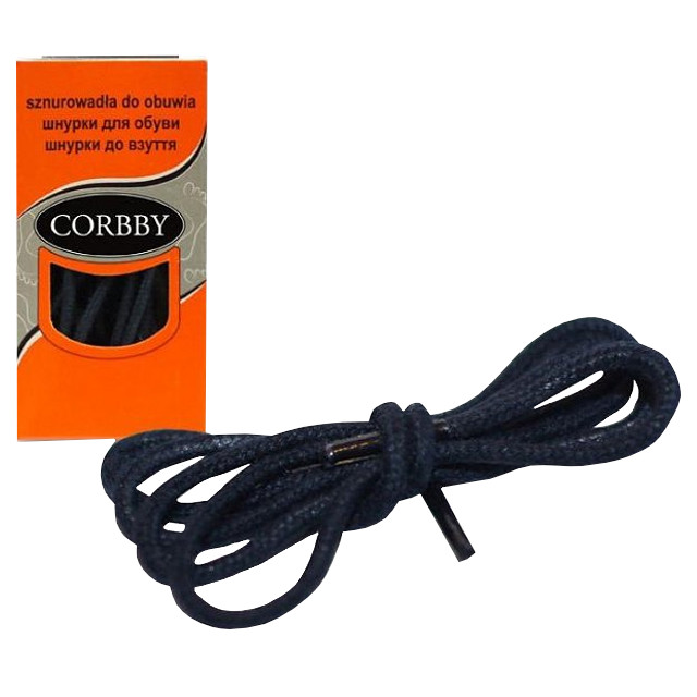 шнурки CORBBY 75 см  хлопок круглые тонкие с пропиткой черные