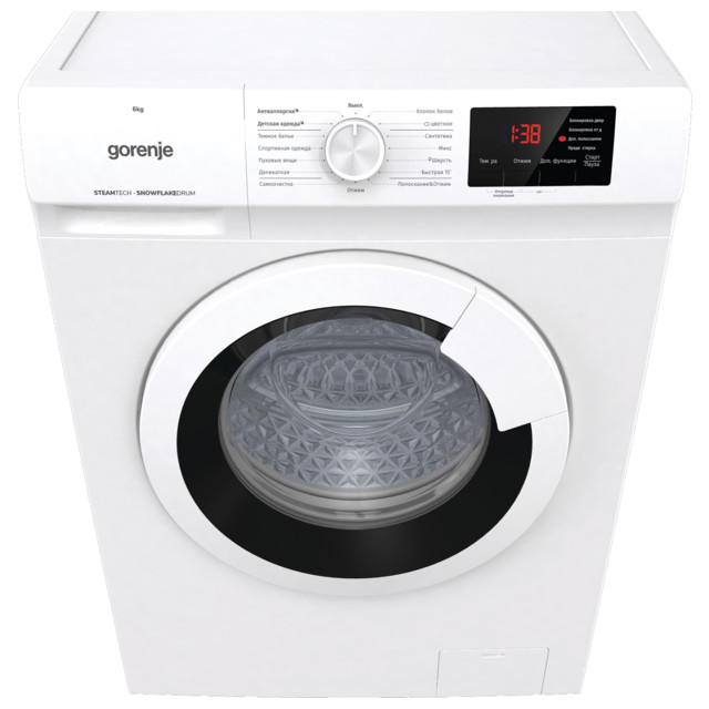 машина стиральная GORENJE WHE60SFS 6кг, 1000об, 46см, белая
