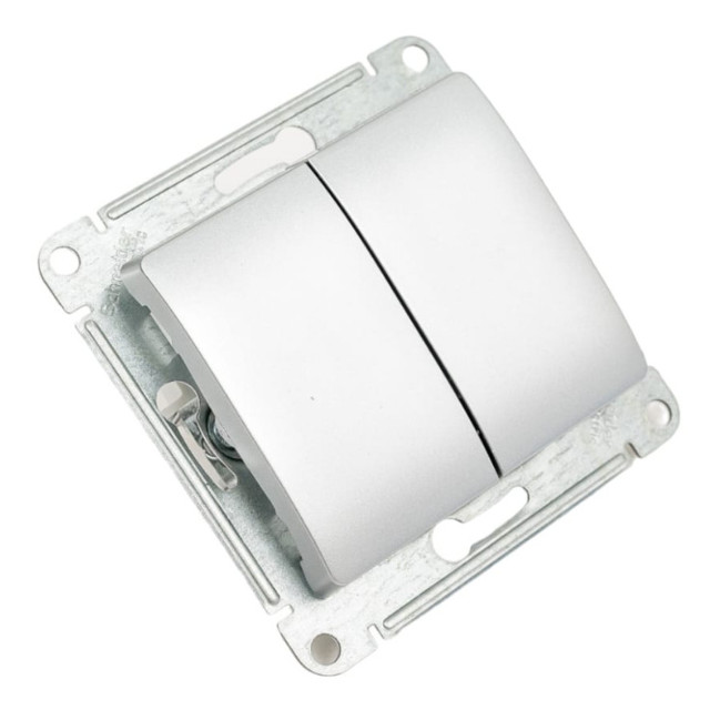 переключатель 2-клавишный SCHNEIDER ELECTRIC Glossa алюминий