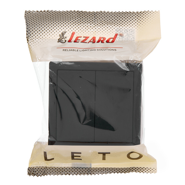 выключатель 2-клавишный LEZARD Leto чёрный бархат