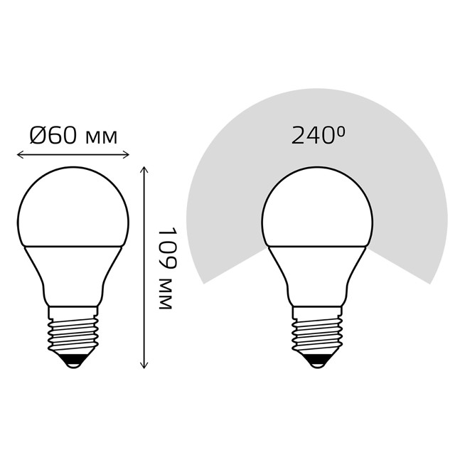 лампа GAUSS 12Вт E27 LED 1200Лм 4100K A60 груша