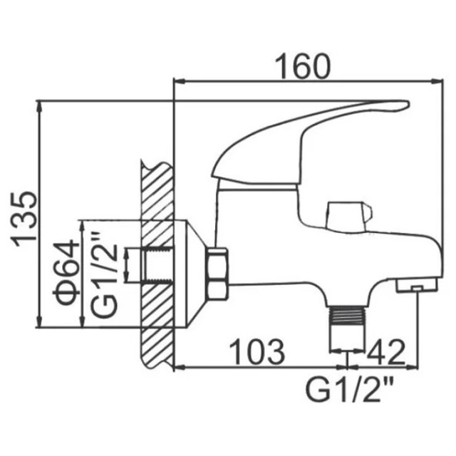 смеситель для ванны LEDEME L3029-B короткий излив хром