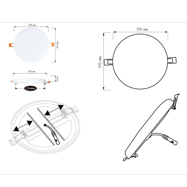 светильник встраиваемый ARTE LAMP Prior 1x18Вт 170мм LED пластик белый