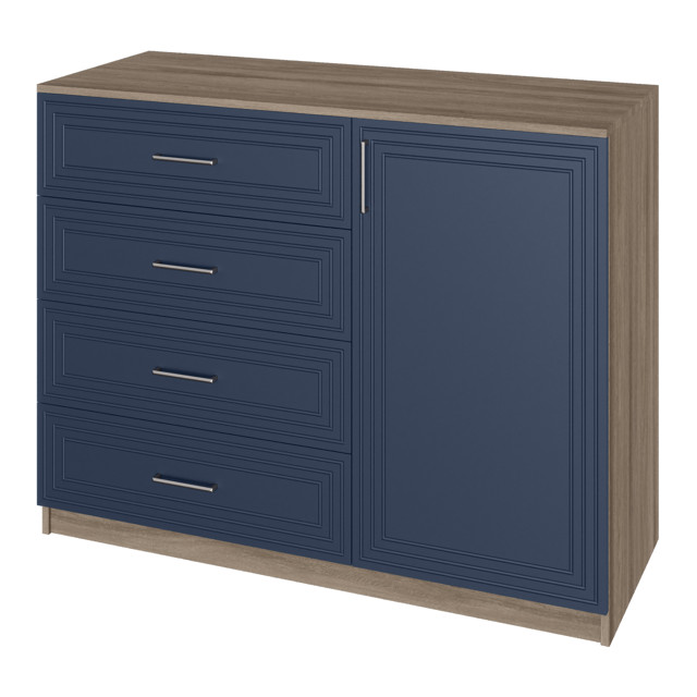 комод 1 дверь 4 ящика Trisha Base 934x1200x440мм МДФ/ЛДСП глубокий синий/дуб чанкли