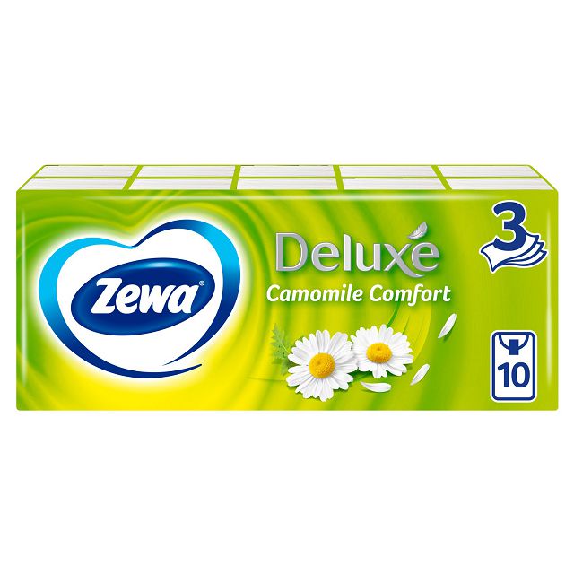 платки носовые ZEWA Deluxe Camomile 3-слойные 10шт 10уп.