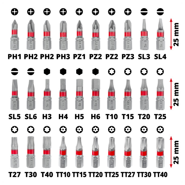 набор бит EINHELL 32 предмета 25мм с держателем