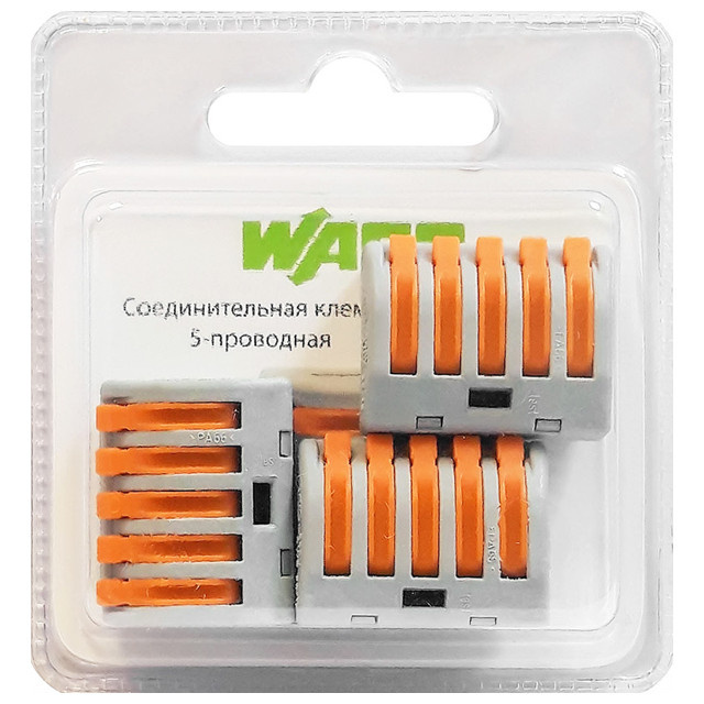 клемма соединительная WAGO 5-ти проводная 222-415 3шт