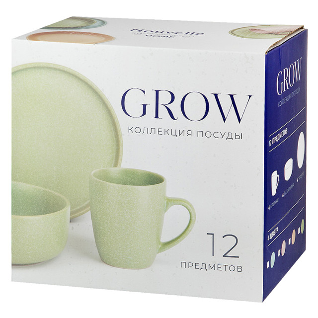 набор столовый NOUVELLE HOME Grow Green 4/12 керамика