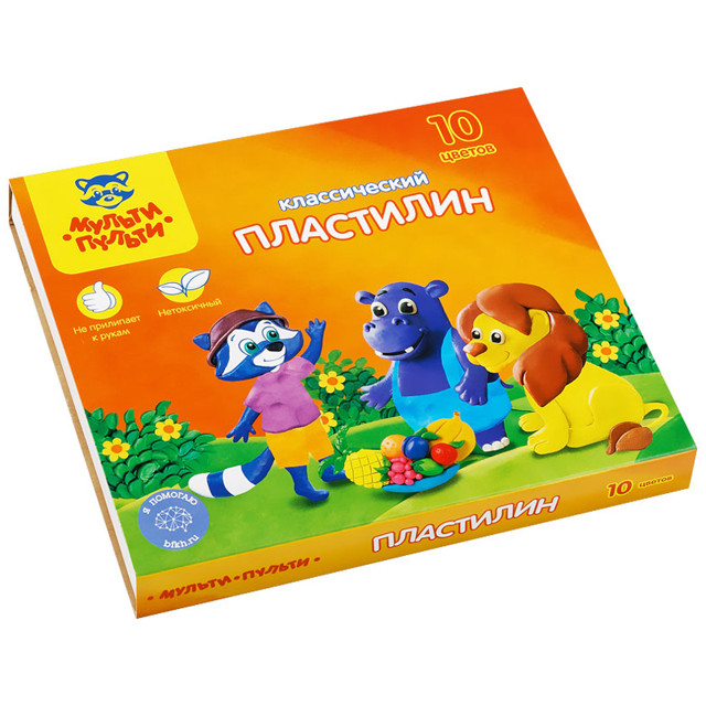 пластилин Мульти-Пульти Приключения Енота 10 цв 200г со стеком