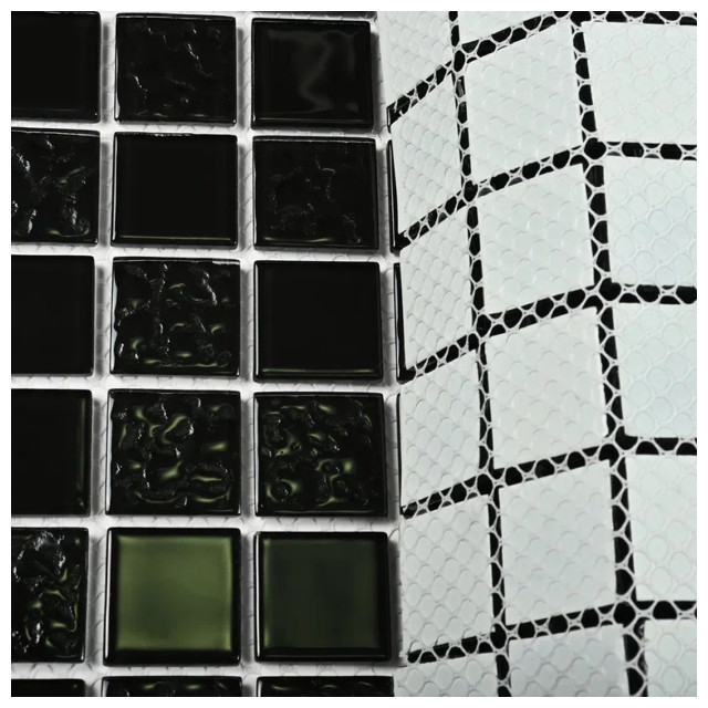 мозаика стеклянная, 30х30х0,35 Black Rose, черная