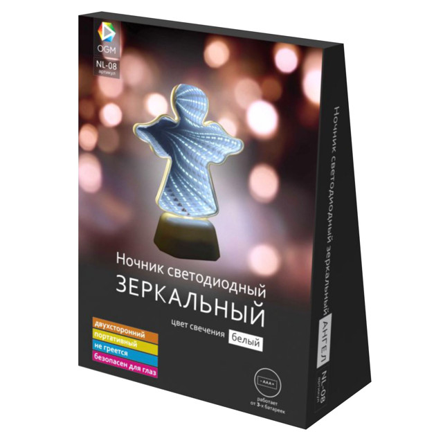 светильник-ночник зеркальный Apeyron Ангел LED, белый