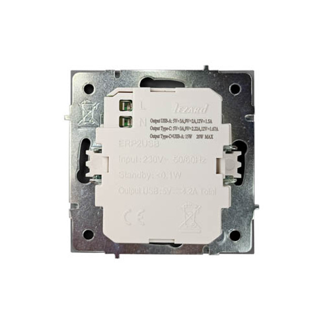 розетка LEZARD Zima TC+USB разъём серый матовый