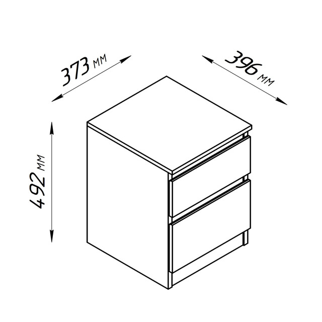 тумба КАСТОР 2 ящика 370x490x400мм Белый ЛДСП