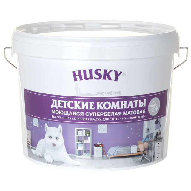 краска акриловая HUSKY для детских комнат 9л база А, арт.28163