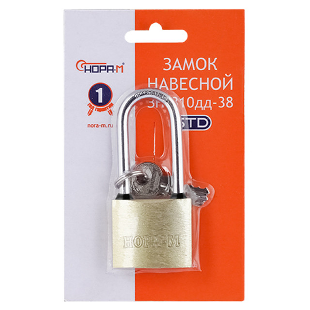 замок навесной НОРА-М ЗН-810дд 38мм длинная дужка