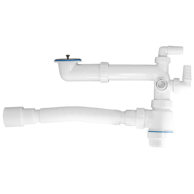 сифон для раковины MPF 1 1/2"х40мм с 4 отводами, с гибкой трубой 40х40/50