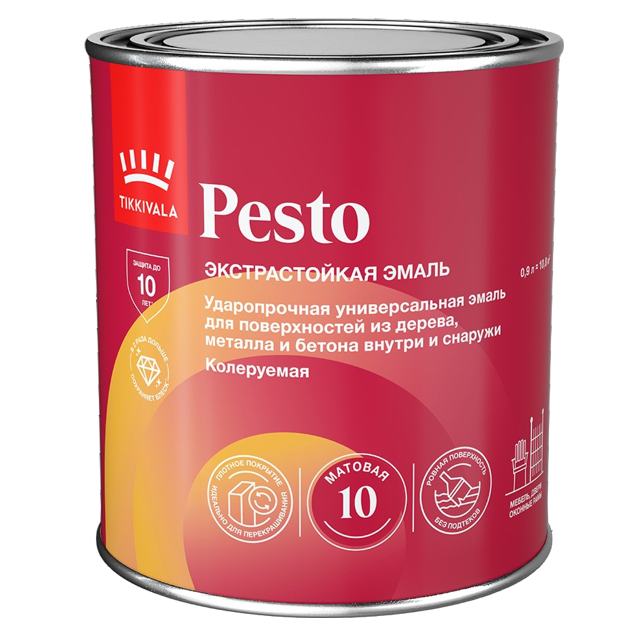 эмаль алкидная TIKKURILA Pesto 10 база С 0,9л бесцветная, арт.700001167