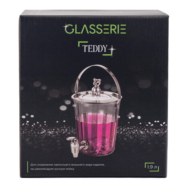 емкость для напитков GLASSERIE Teddy 1,9л с краном стекло, металл