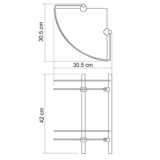 полка угловая WASSER KRAFT двойная с ограничителем стекло
