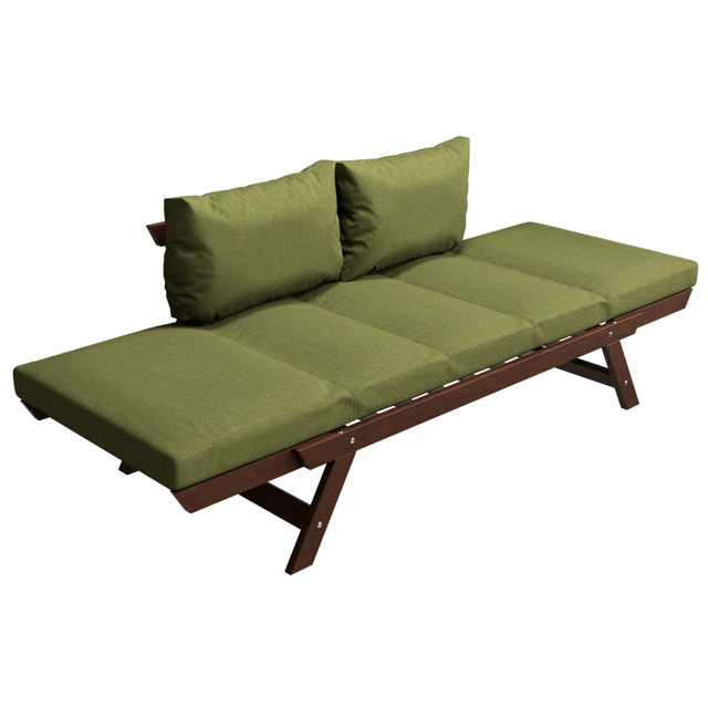 диван террасный WOOD 1 680х2040х740мм орех темный/зеленый