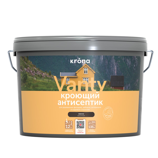 антисептик кроющий KRONA мокко 9 л, арт.66320667