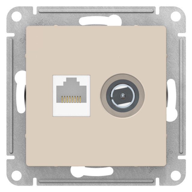 розетка двойная телевизионная и компьютерная SCHNEIDER ELECTRIC Atlas Design RJ45 категория 5е бежев