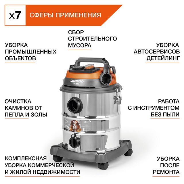 пылесос универсальный DAEWOO DAVC 2514S 25л 210 мБар