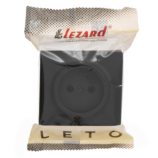 розетка 1 пост LEZARD Leto ПБТ б/з чёрный бархат