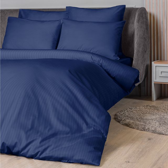 постельное белье евро VEROSSA Stripe сатин-страйп 4 нав.50x70см и 70x70см синее, арт.737994