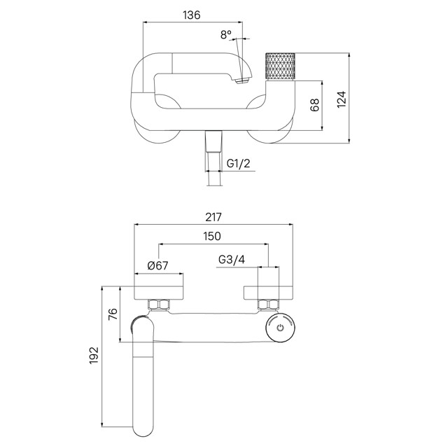 смеситель для ванны IDDIS Twist Push Control латунь хром