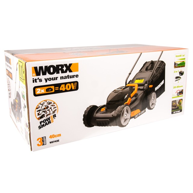 газонокосилка аккумуляторная WORX WG743E 2х20В 2х4Ач