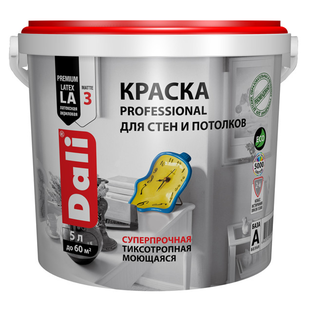краска DALI Professional для стен и потолков белая акриловая, арт.20140