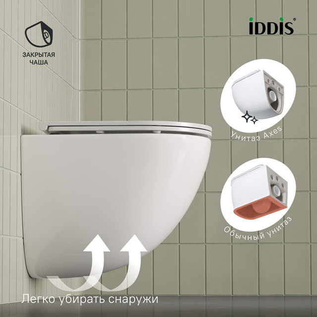 унитаз подвесной IDDIS Axes безободковый микролифт глянцевый белый