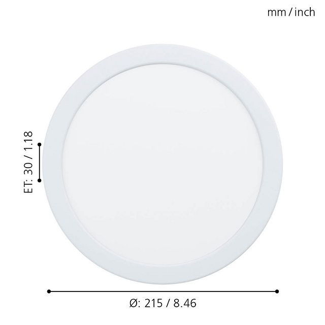 светильник встраиваемый EGLO Fueva 5 16,5Вт LED D216 2100lm 4000K металл белый
