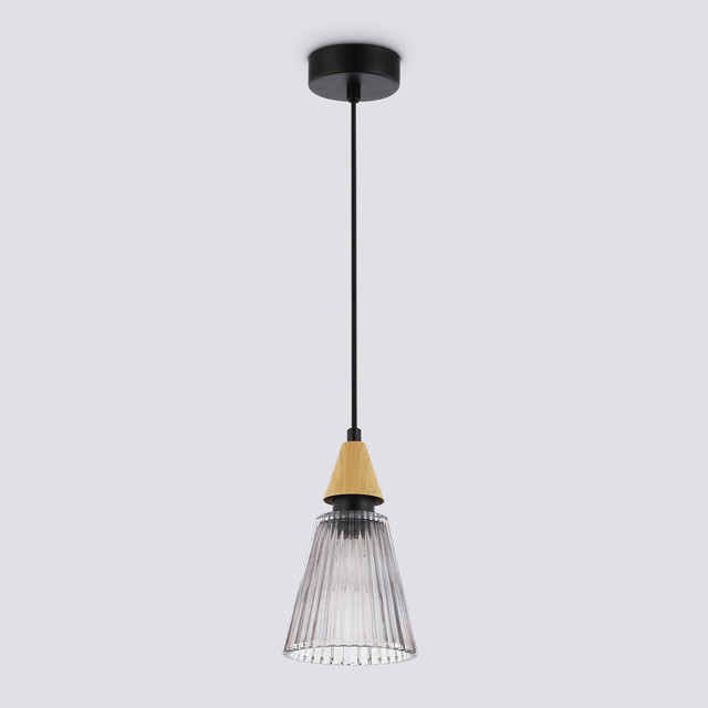 светильник подвесной AMBRELLA High Light E14 40Вт черный/светлое дерево/дымчатый