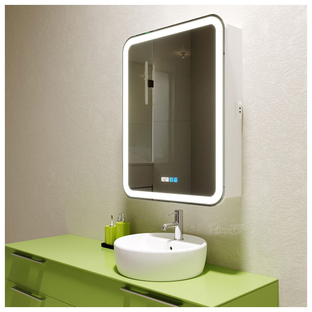 шкаф зеркальный для ванной Silver Mirrors Фиджи с часами 60 см