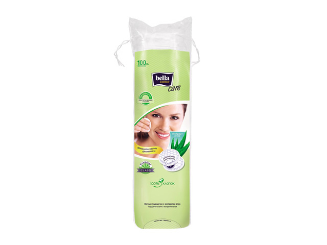 диски ватные BELLA Care 100шт с экстрактом алоэ, круглые