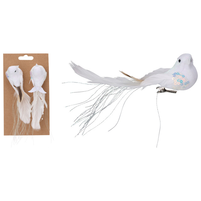 набор украшений птица на зажиме 2шт 15см белая набор украшений птица на зажиме 2шт 15см белая