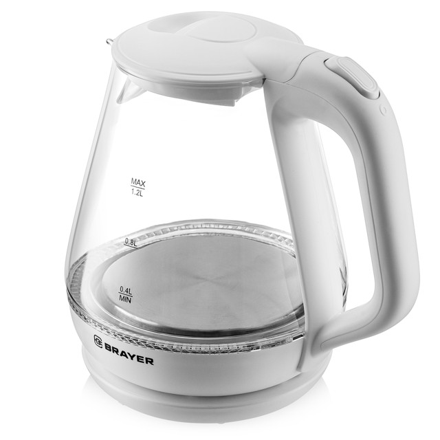 чайник BRAYER BR1063WH 1630Вт 1,2л стекло белый