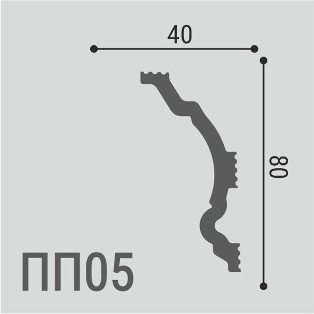 плинтус потолочный ДЕ-БАГЕТ ПП 05 80х40х2000мм полимер(xps), арт. 00-00106712